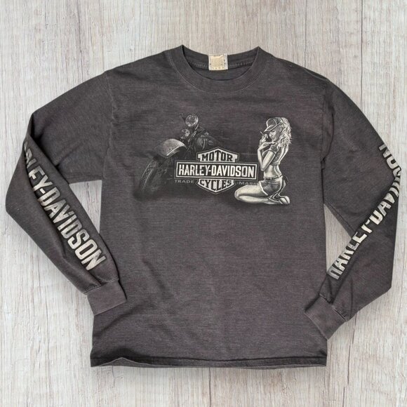 Harley-Davidson Other - Harley Davidson Pinup Girl Cool Springs Franklin TN Gray Long Sleeve Graphic Tee